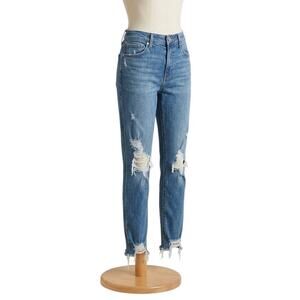 Levi’s Premium 724 High Rise Straight Ripped Distressed Jeans Blue Denim Size 31